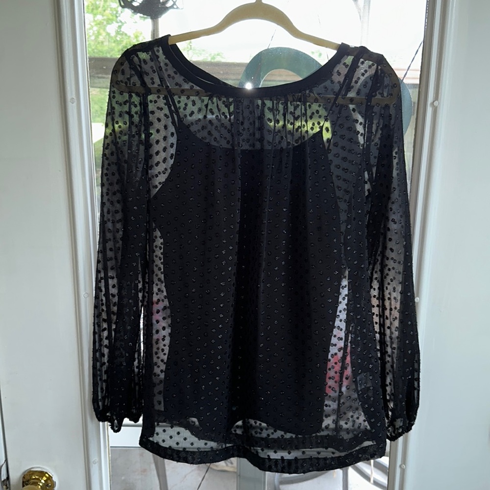 Liz Claiborne Sheer Blouse with Sparkle Dots